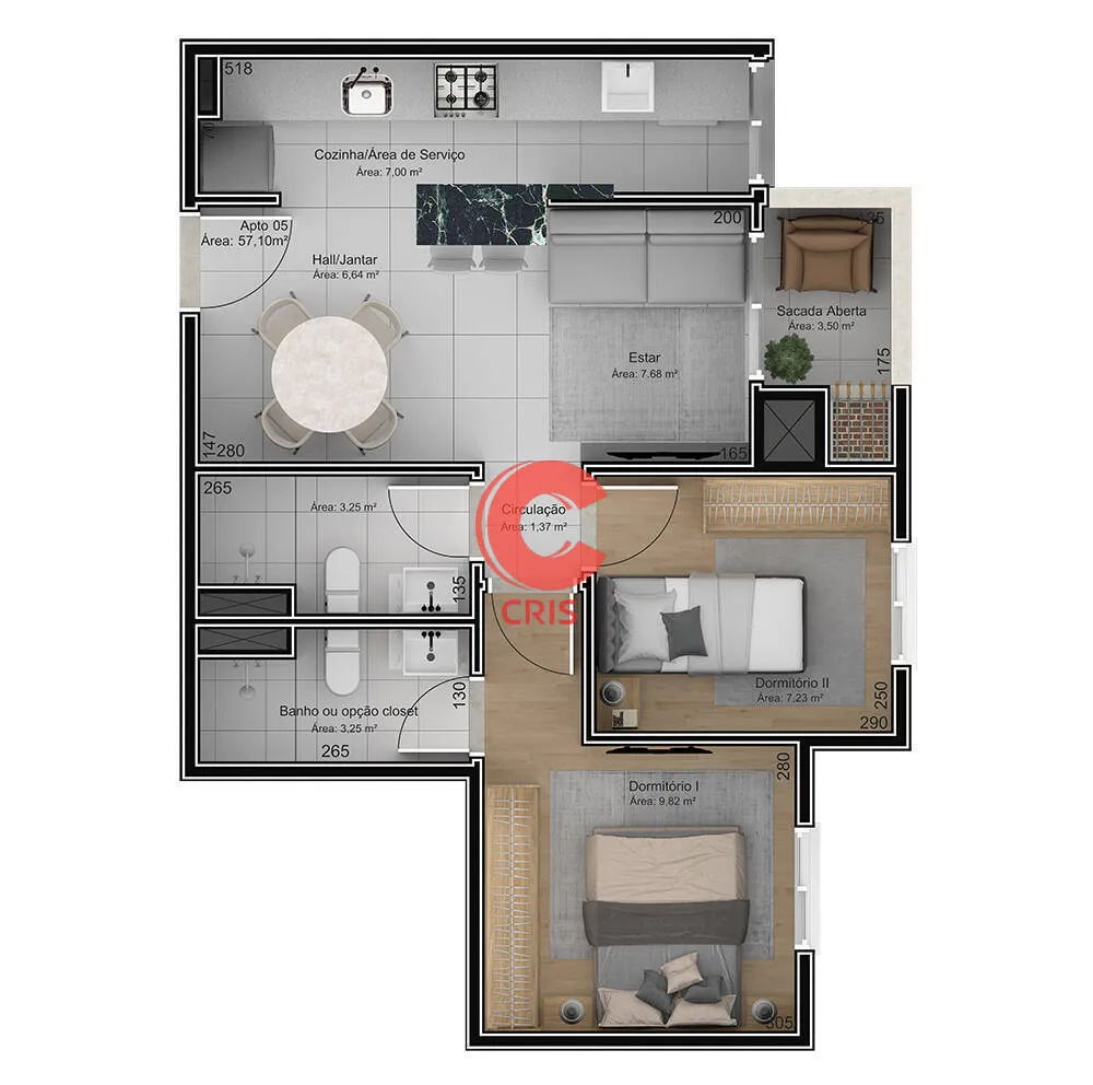 Apartamento, 2 quartos, 52 m² - Foto 3