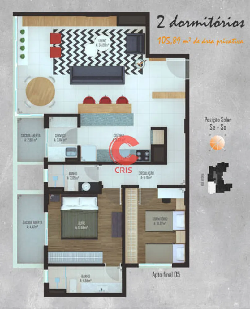 Apartamento, 2 quartos, 105 m² - Foto 9