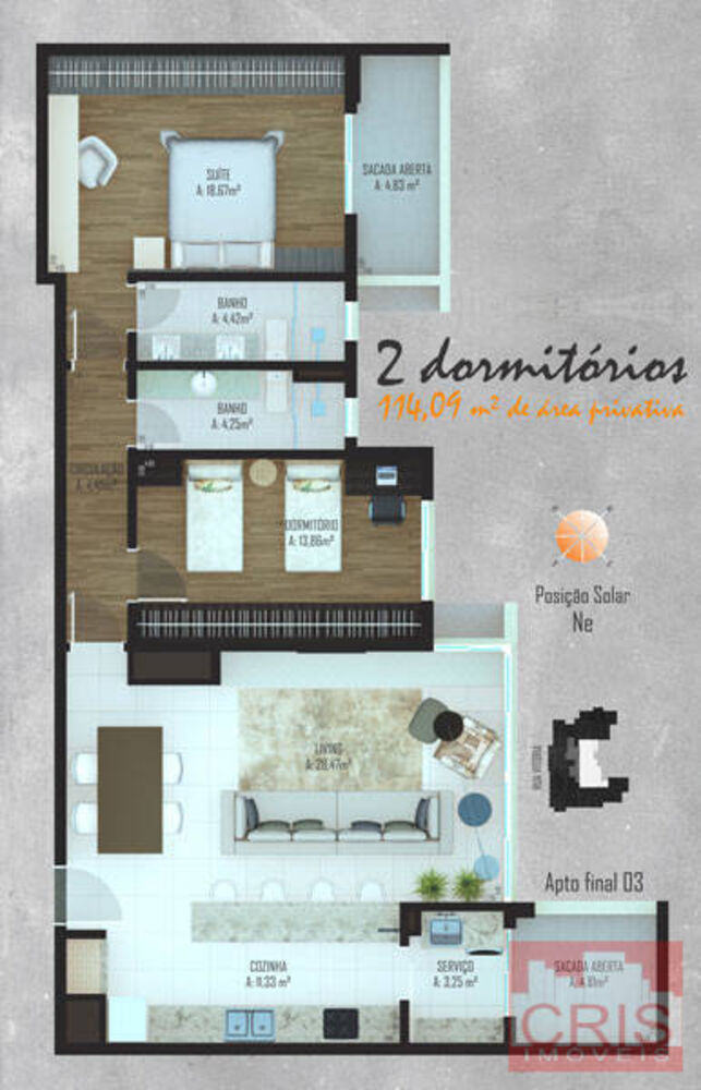 Apartamento, 2 quartos, 114 m² - Foto 1