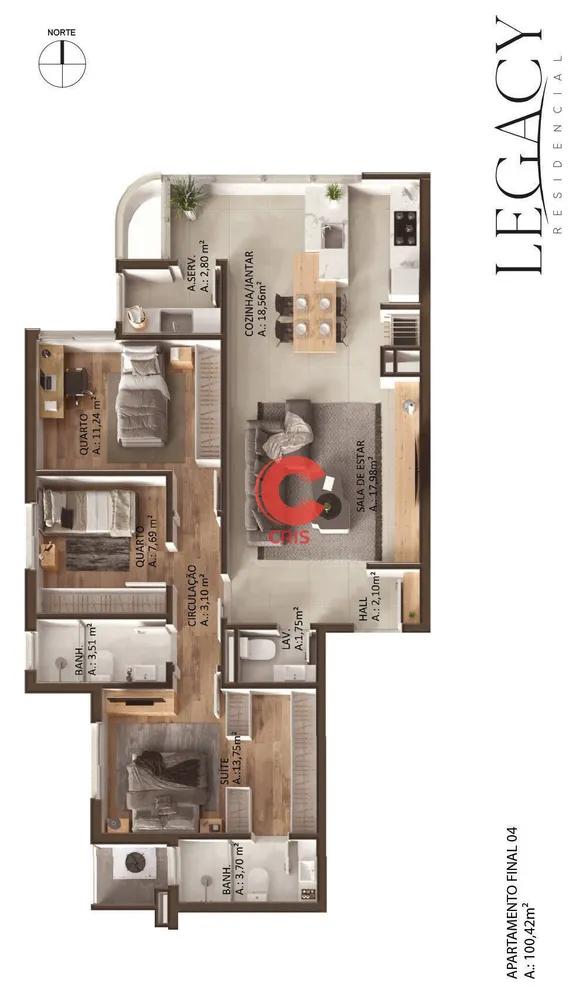 Apartamento, 3 quartos, 113 m² - Foto 2