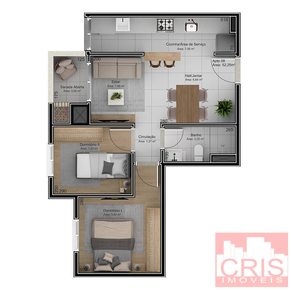 Apartamento à venda com 2 quartos, 52m² - Foto 3