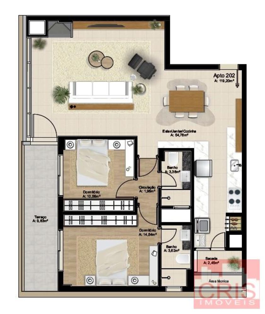 Apartamento, 2 quartos, 105 m² - Foto 2