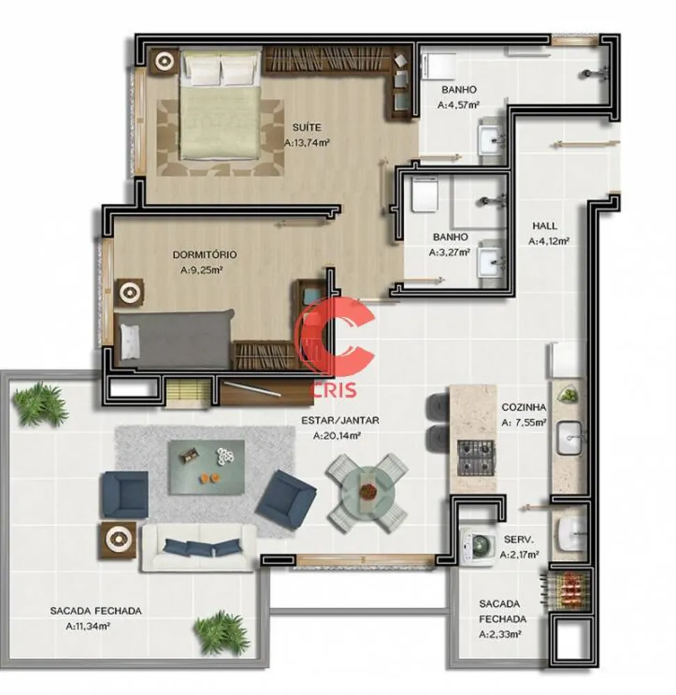 Apartamento, 2 quartos, 87 m² - Foto 1