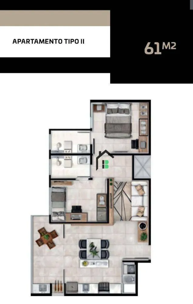 Apartamento, 2 quartos, 61 m² - Foto 2