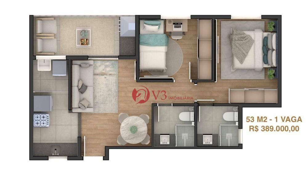 Apartamento à venda com 2 quartos, 52m² - Foto 2
