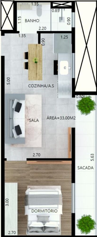 Apartamento, 1 quarto, 33 m² - Foto 5