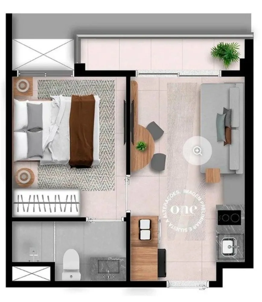 Apartamento, 1 quarto, 27 m² - Foto 1