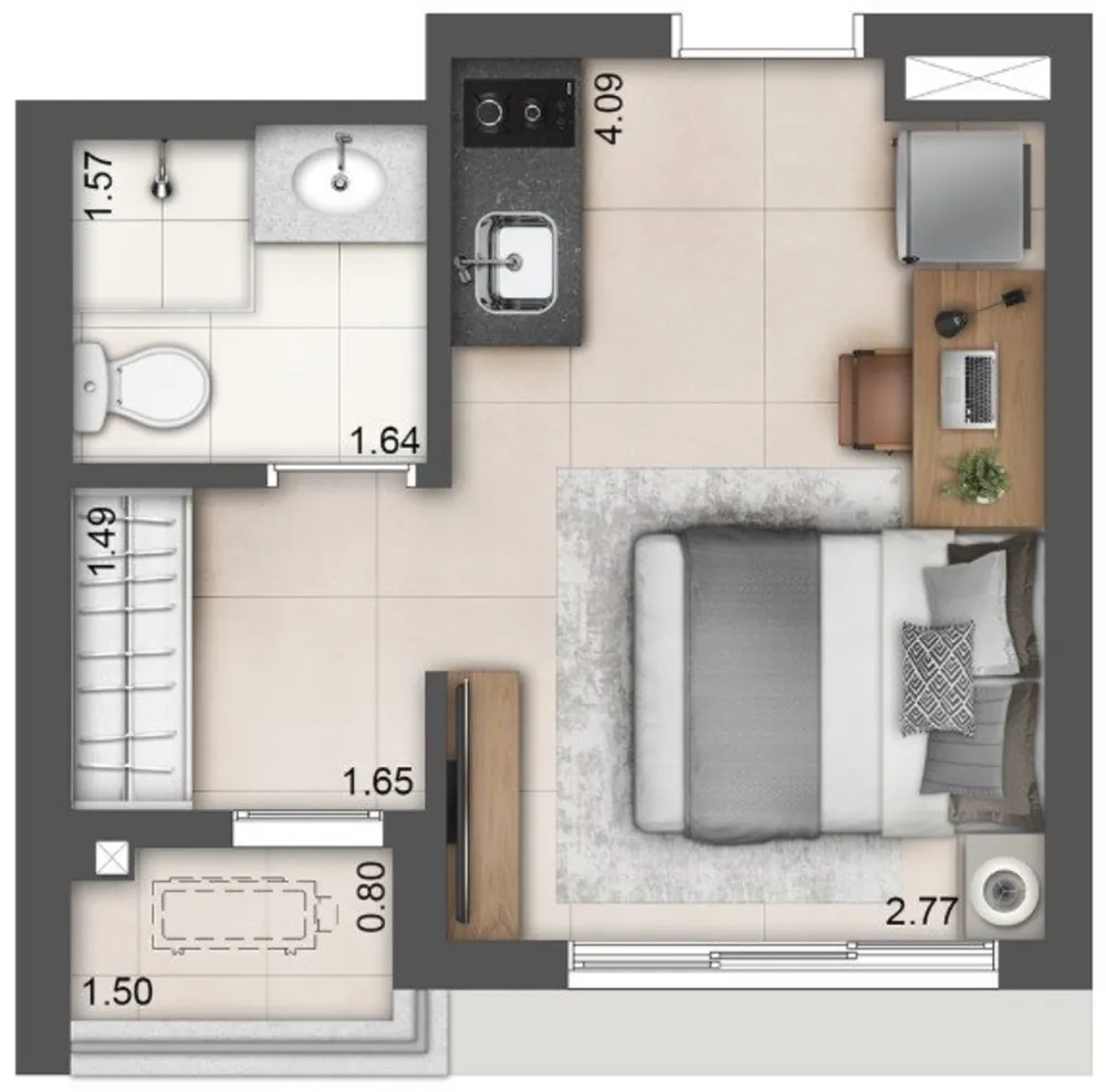 Apartamento, 1 quarto, 21 m² - Foto 1