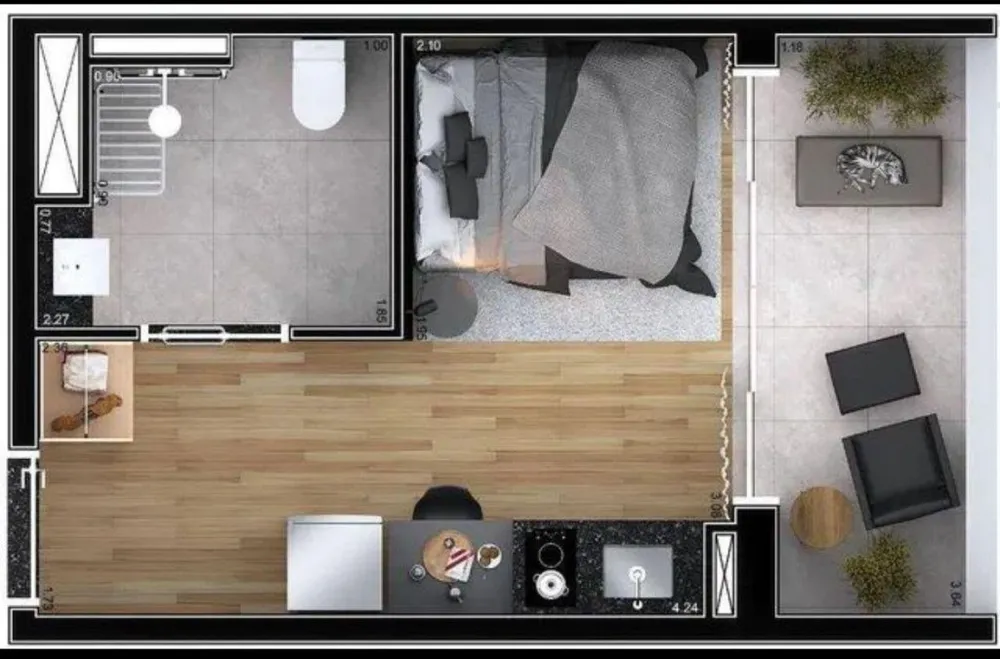 Apartamento, 1 quarto, 25 m² - Foto 1