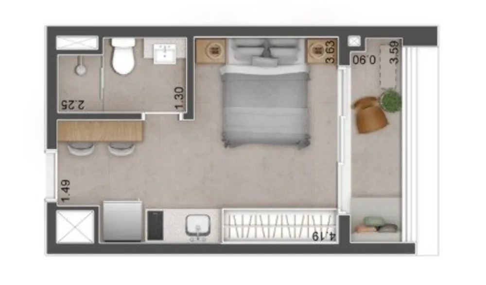 Apartamento, 1 quarto, 25 m² - Foto 1