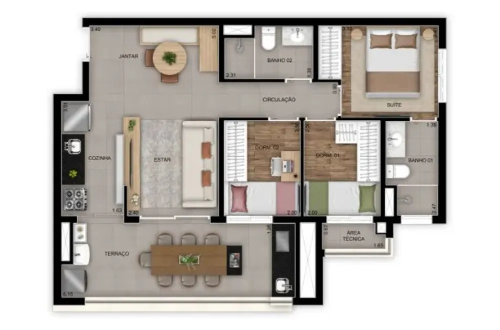 Apartamento, 3 quartos - Foto 1
