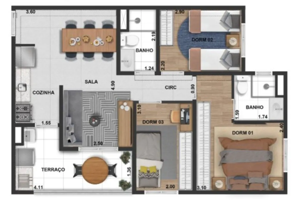 Apartamento, 1 quarto, 61 m² - Foto 1