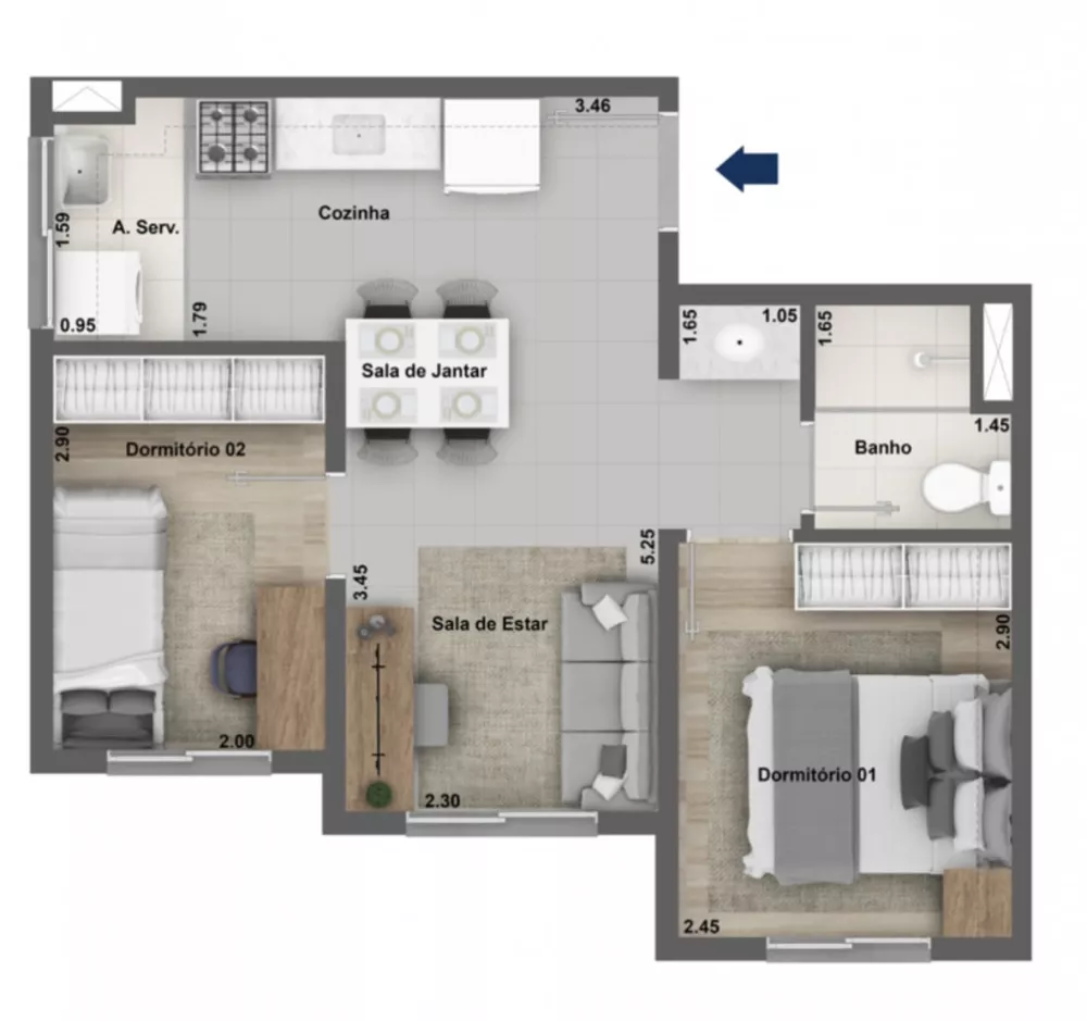 Apartamento à venda com 2 quartos, 38m² - Foto 3