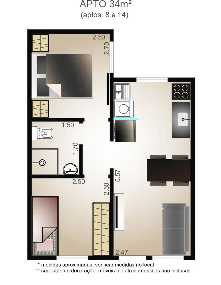 Apartamento, 2 quartos, 34 m² - Foto 10
