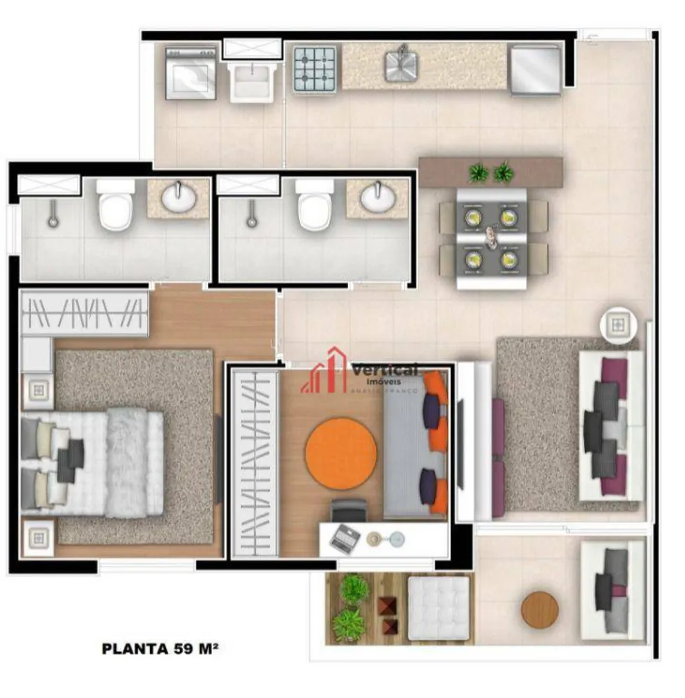 Apartamento, 2 quartos, 59 m² - Foto 2