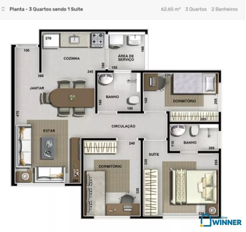 Apartamento, 3 quartos, 62 m² - Foto 2