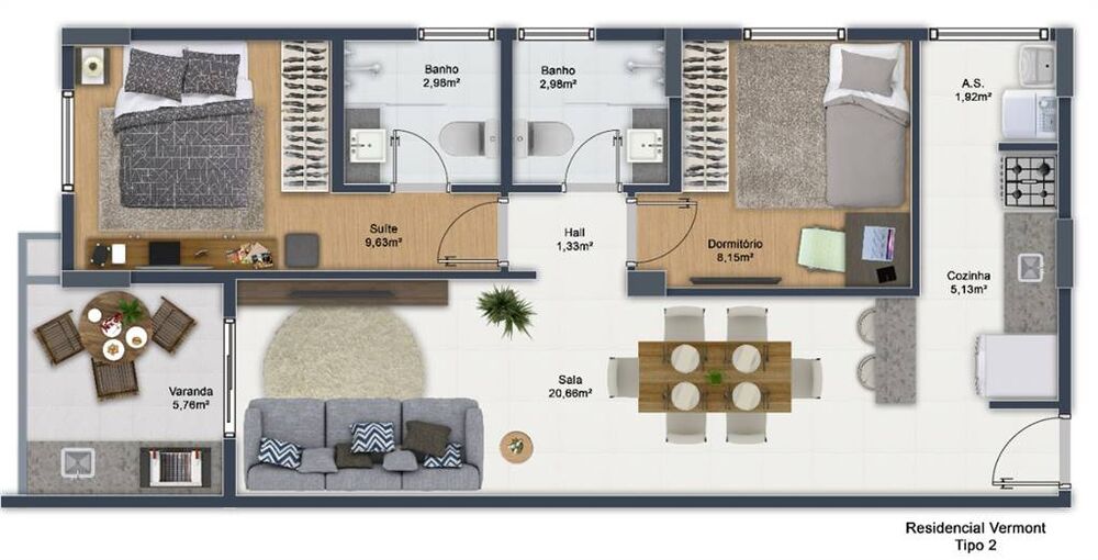 Apartamento, 2 quartos, 65 m² - Foto 7