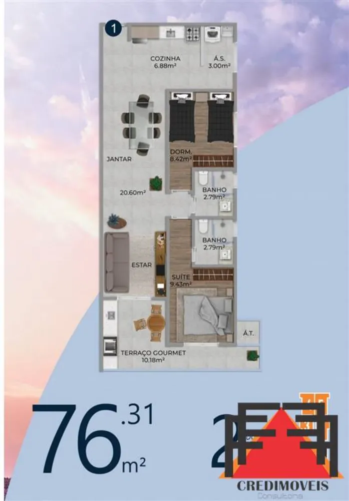 Apartamento, 1 quarto - Foto 2