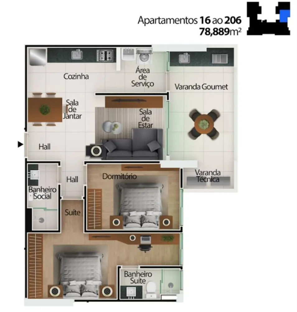 Apartamento, 2 quartos, 79 m² - Foto 8