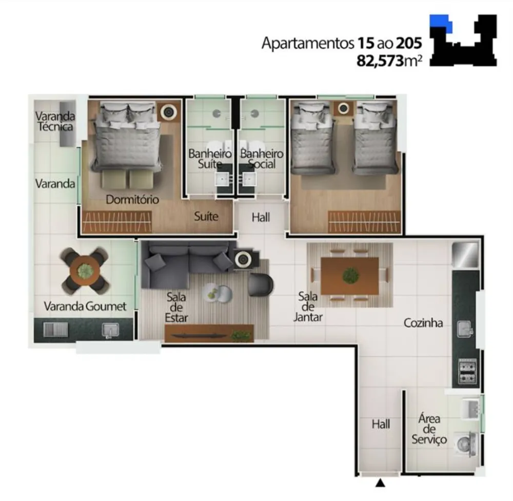 Apartamento, 2 quartos, 83 m² - Foto 8