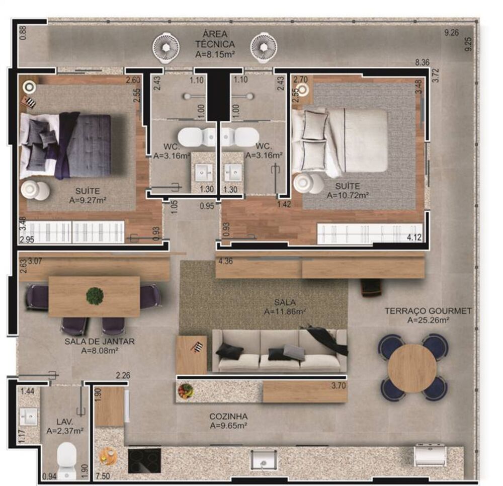 Apartamento, 2 quartos, 89 m² - Foto 2