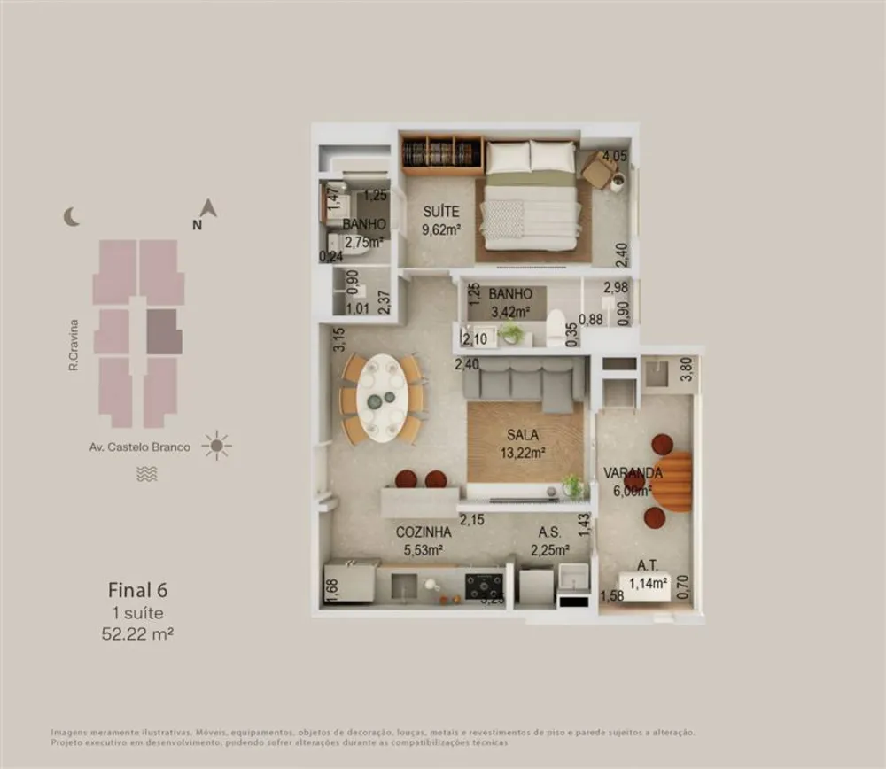 Apartamento, 1 quarto, 52 m² - Foto 9