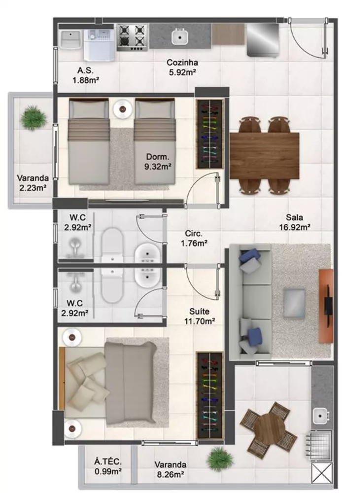 Apartamento à venda com 2 quartos, 74m² - Foto 7