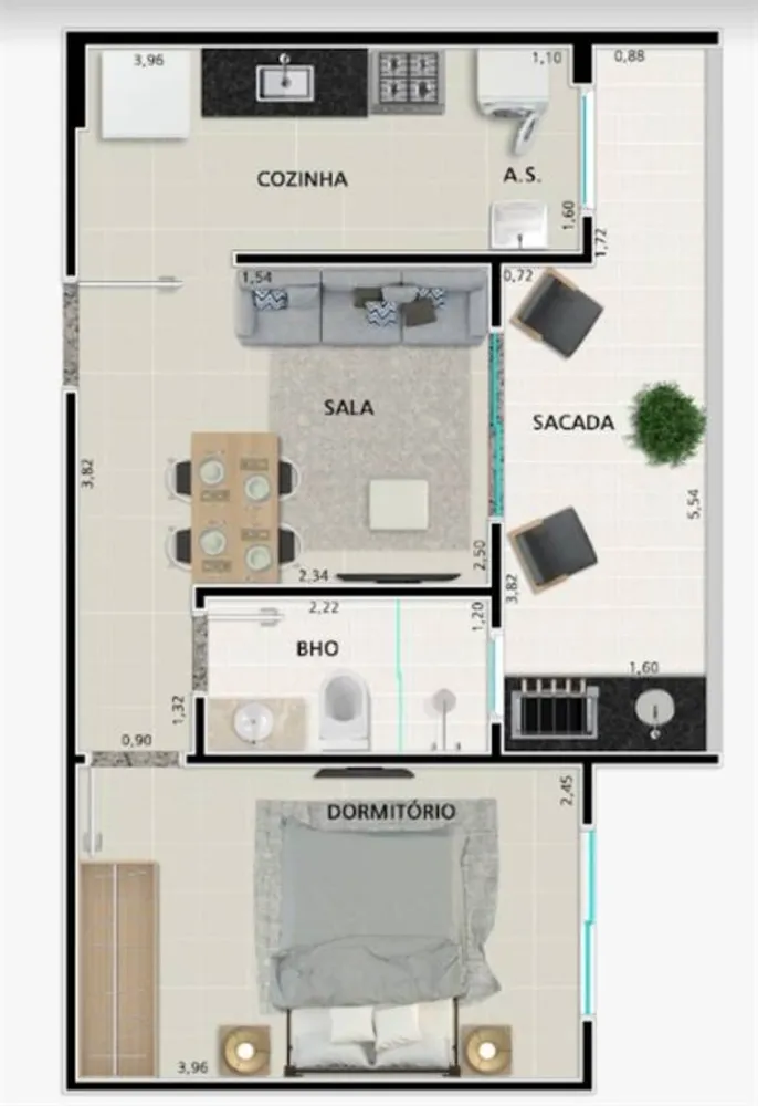 Apartamento, 1 quarto, 41 m² - Foto 3