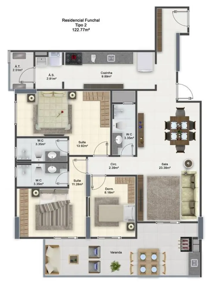 Apartamento, 3 quartos, 122 m² - Foto 2