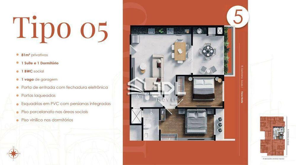 Apartamento à venda com 3 quartos, 107m² - Foto 2