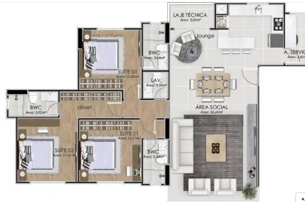 Apartamento, 3 quartos, 135 m² - Foto 5