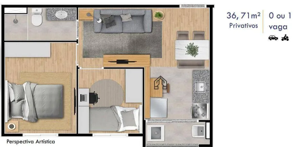 Apartamento, 2 quartos, 36 m² - Foto 1