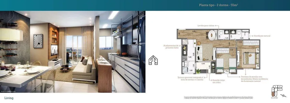 Apartamento, 2 quartos, 53 m² - Foto 1