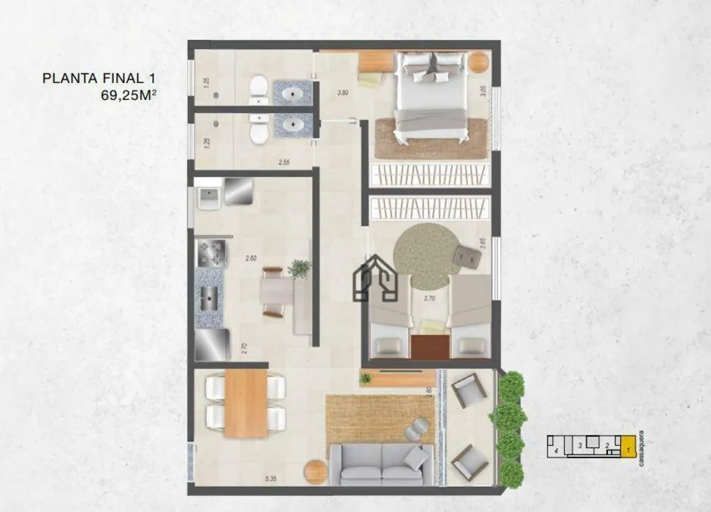 Apartamento, 2 quartos, 69 m² - Foto 1
