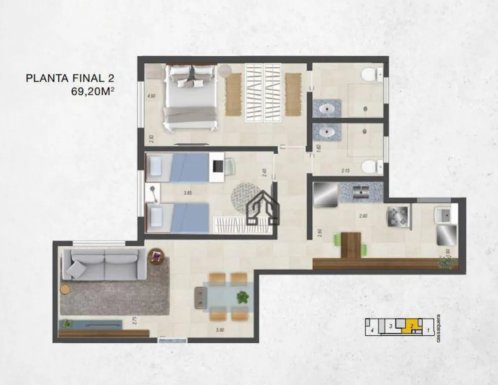 Apartamento, 2 quartos, 65 m² - Foto 2