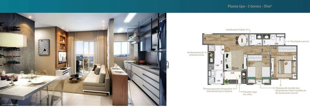 Apartamento, 2 quartos, 54 m² - Foto 1