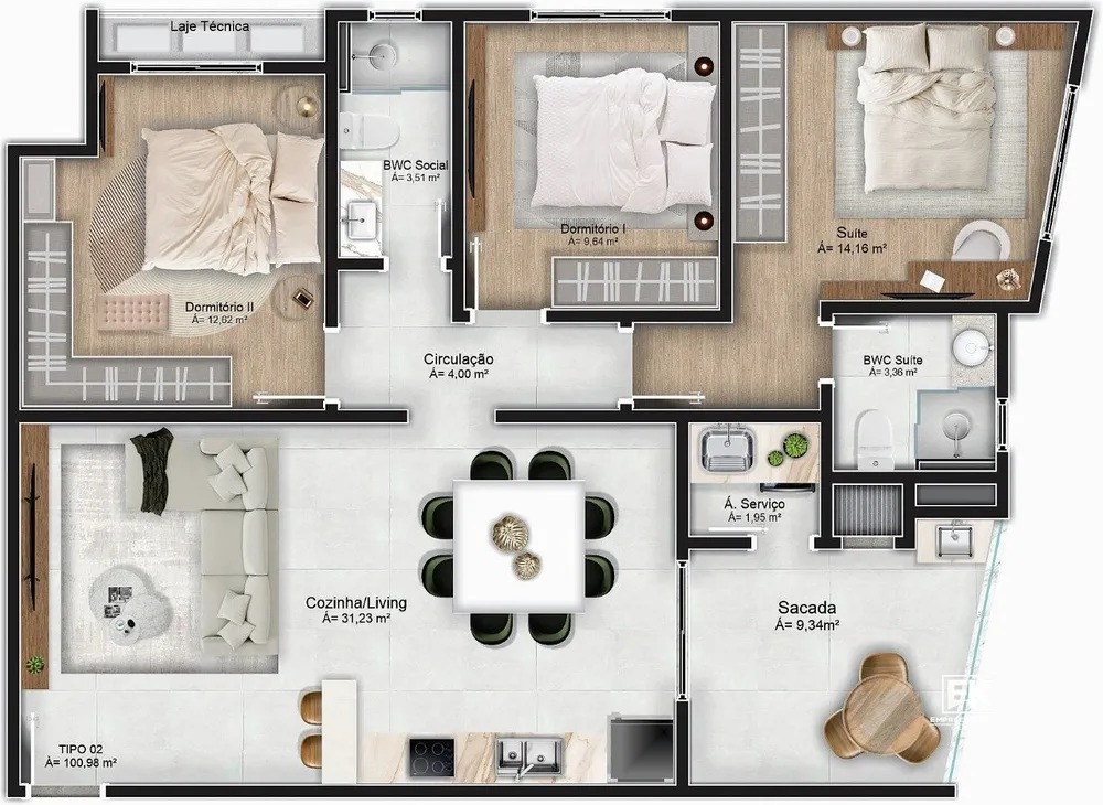 Apartamento, 3 quartos, 100 m² - Foto 8