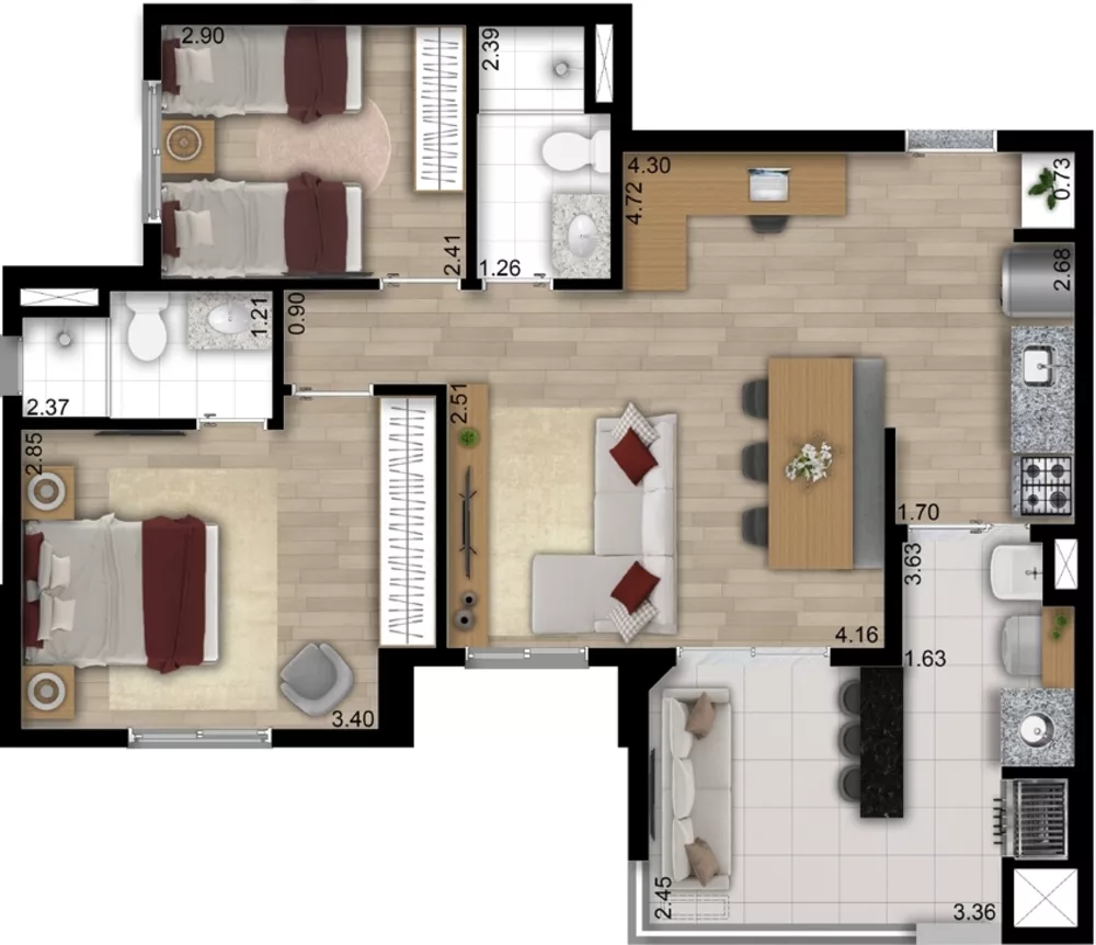 Apartamento, 2 quartos, 49 m² - Foto 5