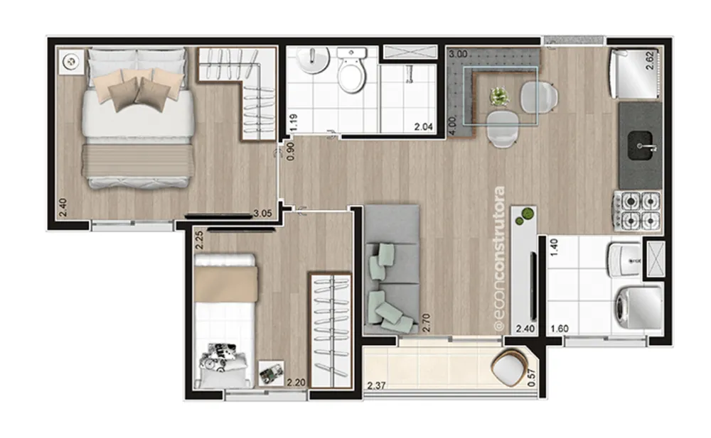 Apartamento, 2 quartos, 37 m² - Foto 7