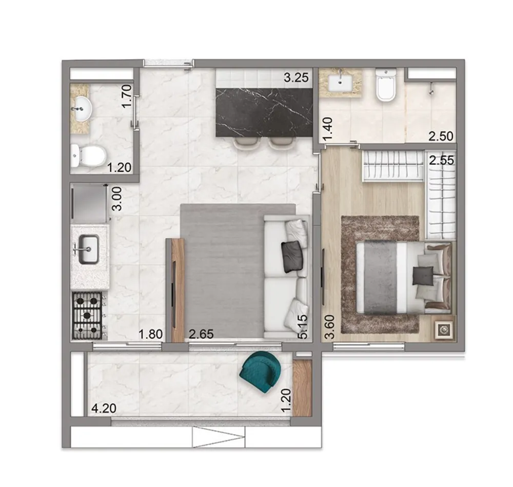 Apartamento, 1 quarto, 46 m² - Foto 9