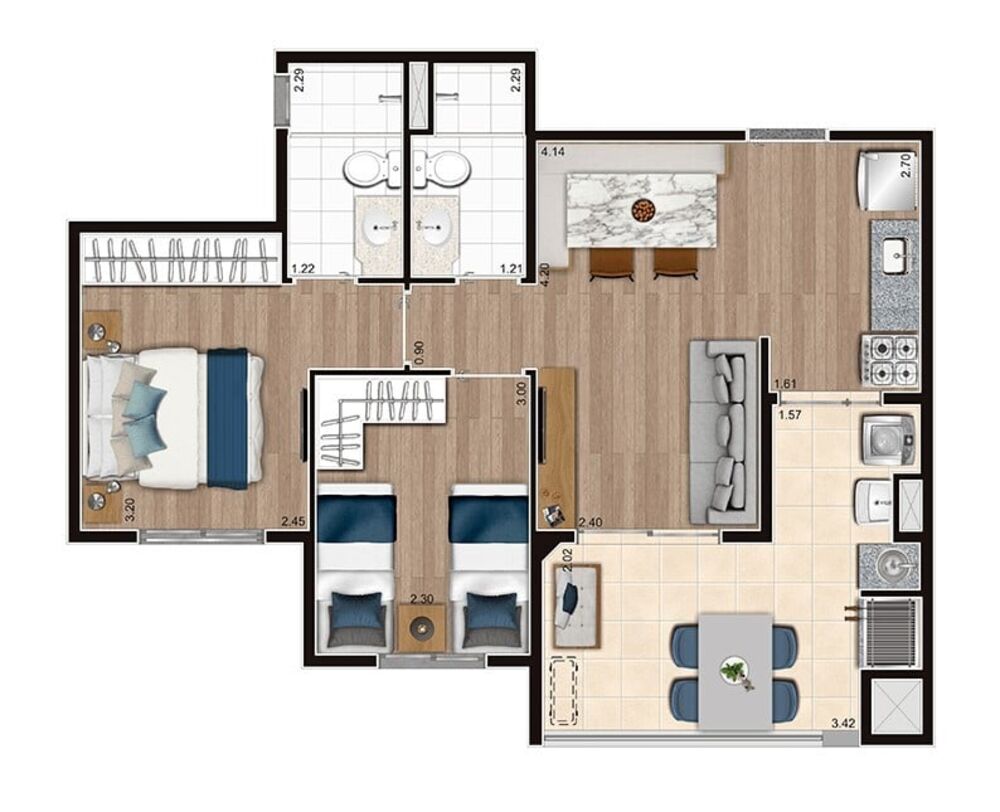 Apartamento, 3 quartos, 67 m² - Foto 3