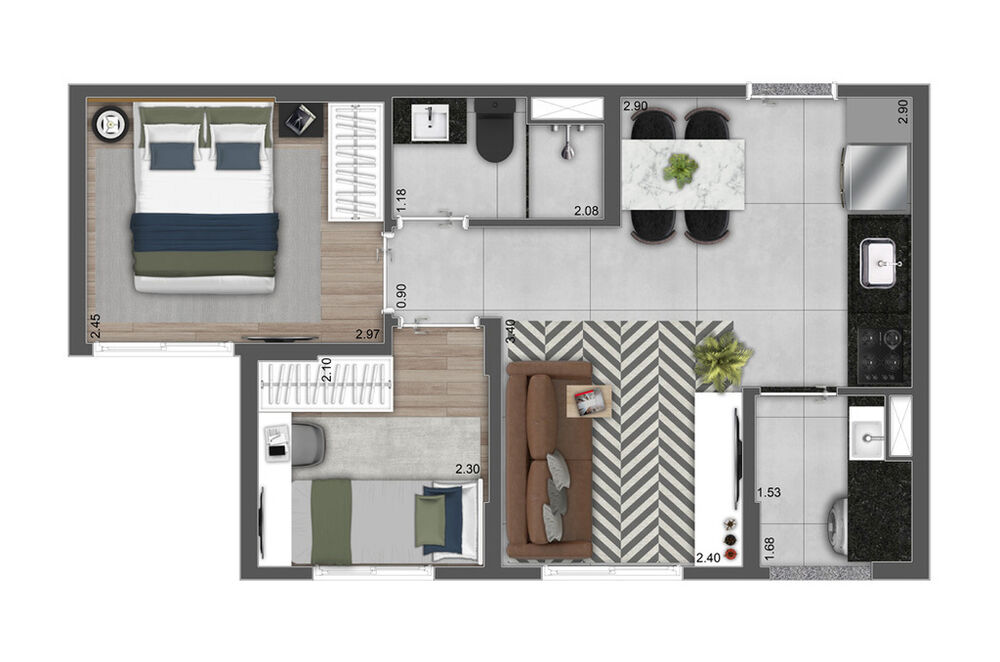 Apartamento, 2 quartos, 38 m² - Foto 1