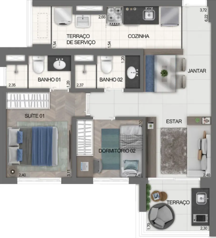 Apartamento, 2 quartos, 54 m² - Foto 12