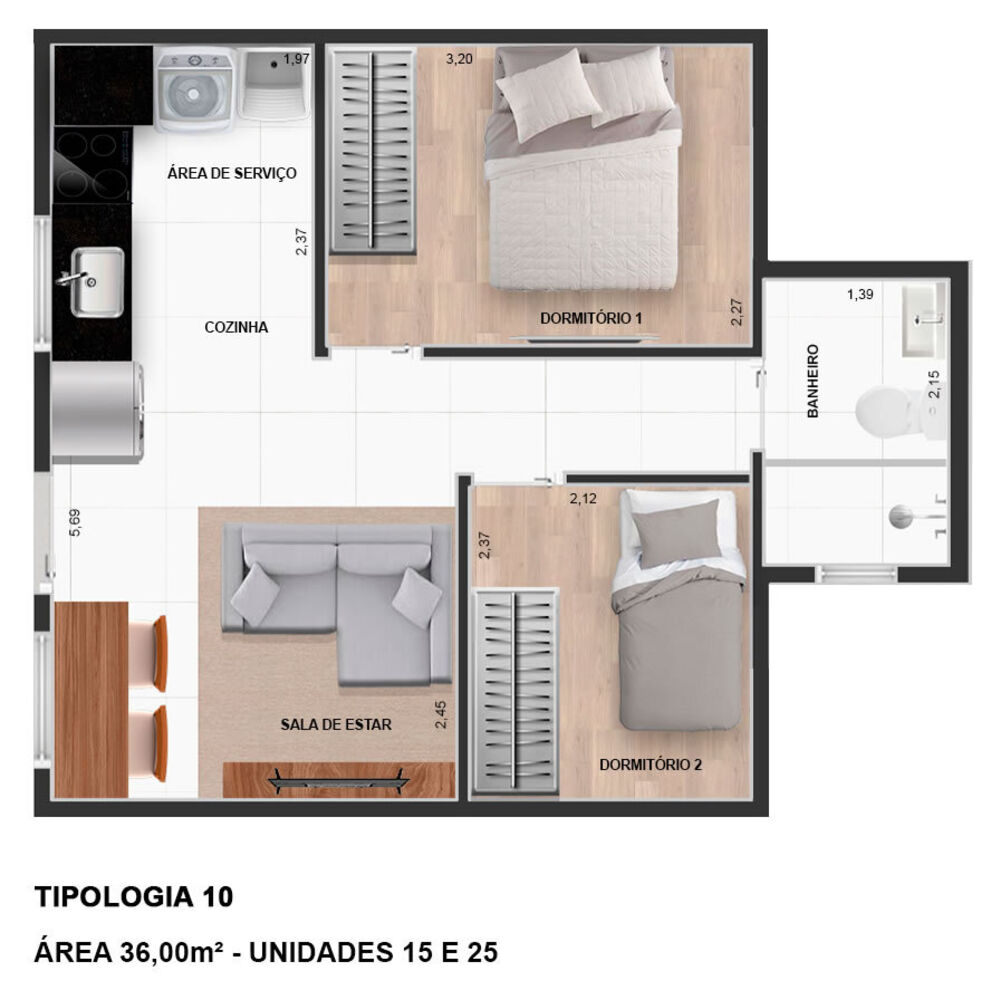 Apartamento, 2 quartos, 36 m² - Foto 6
