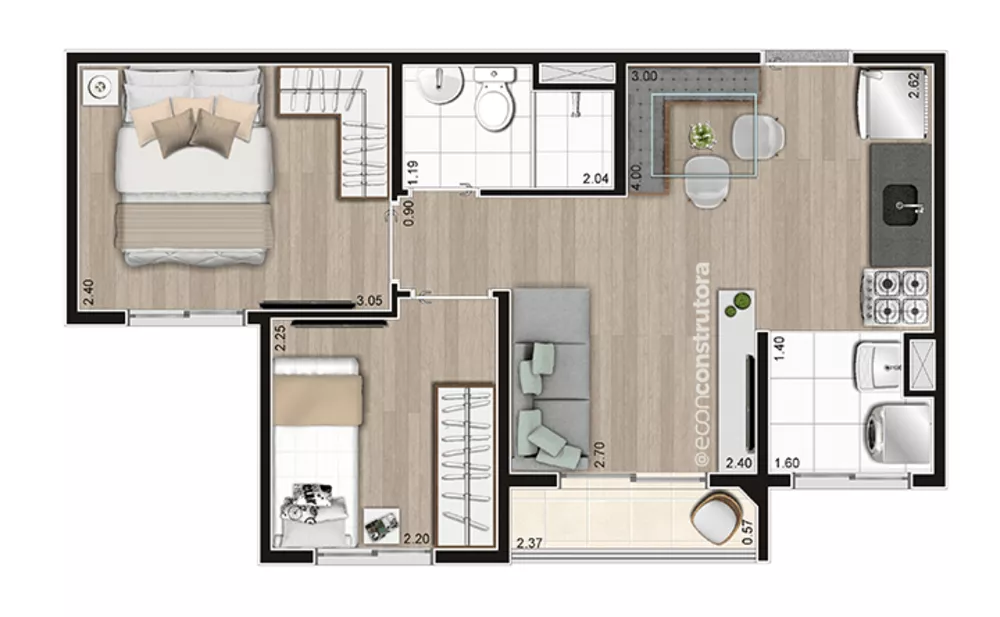 Apartamento, 2 quartos, 37 m² - Foto 3