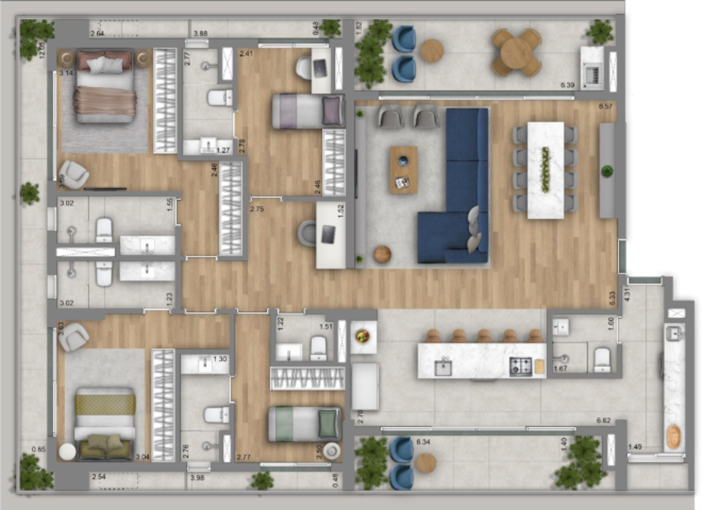 Cobertura, 3 quartos, 187 m² - Foto 12