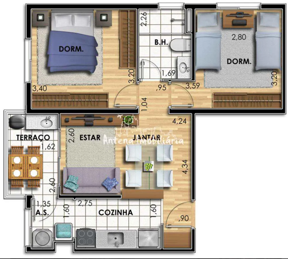 Apartamento, 2 quartos, 55 m² - Foto 1