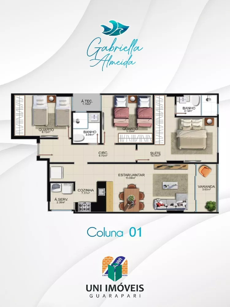 Apartamento à venda com 2 quartos, 75m² - Foto 2