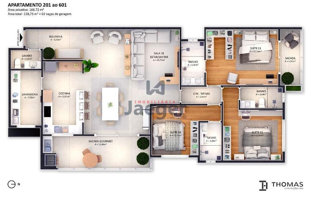 Apartamento, 3 quartos, 166 m² - Foto 1