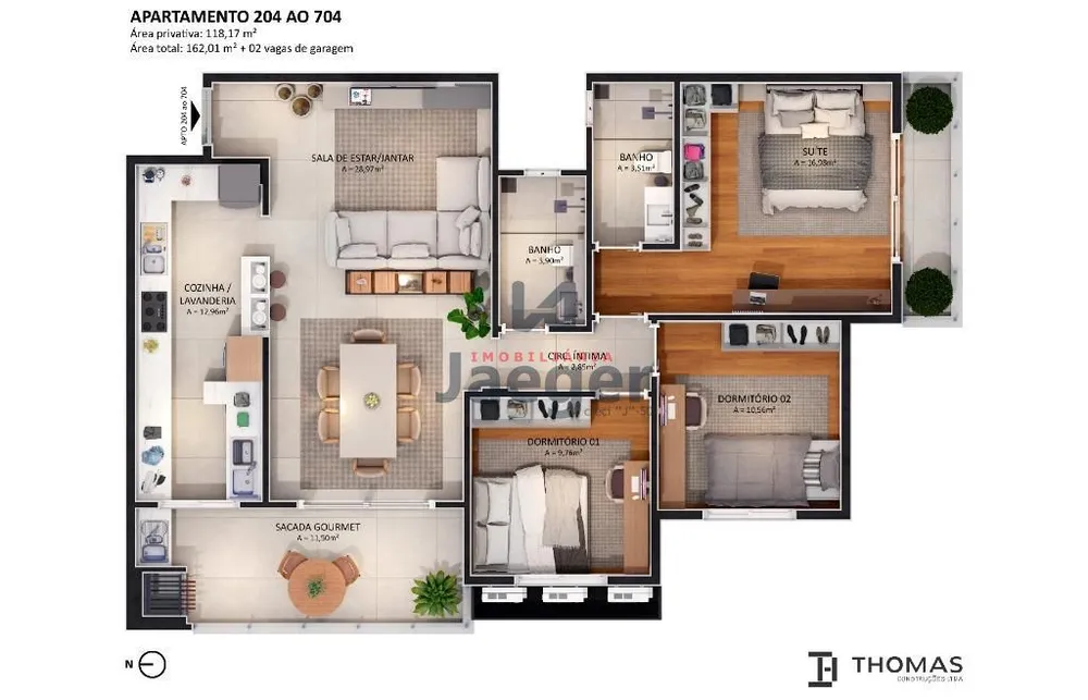 Apartamento, 3 quartos, 118 m² - Foto 2